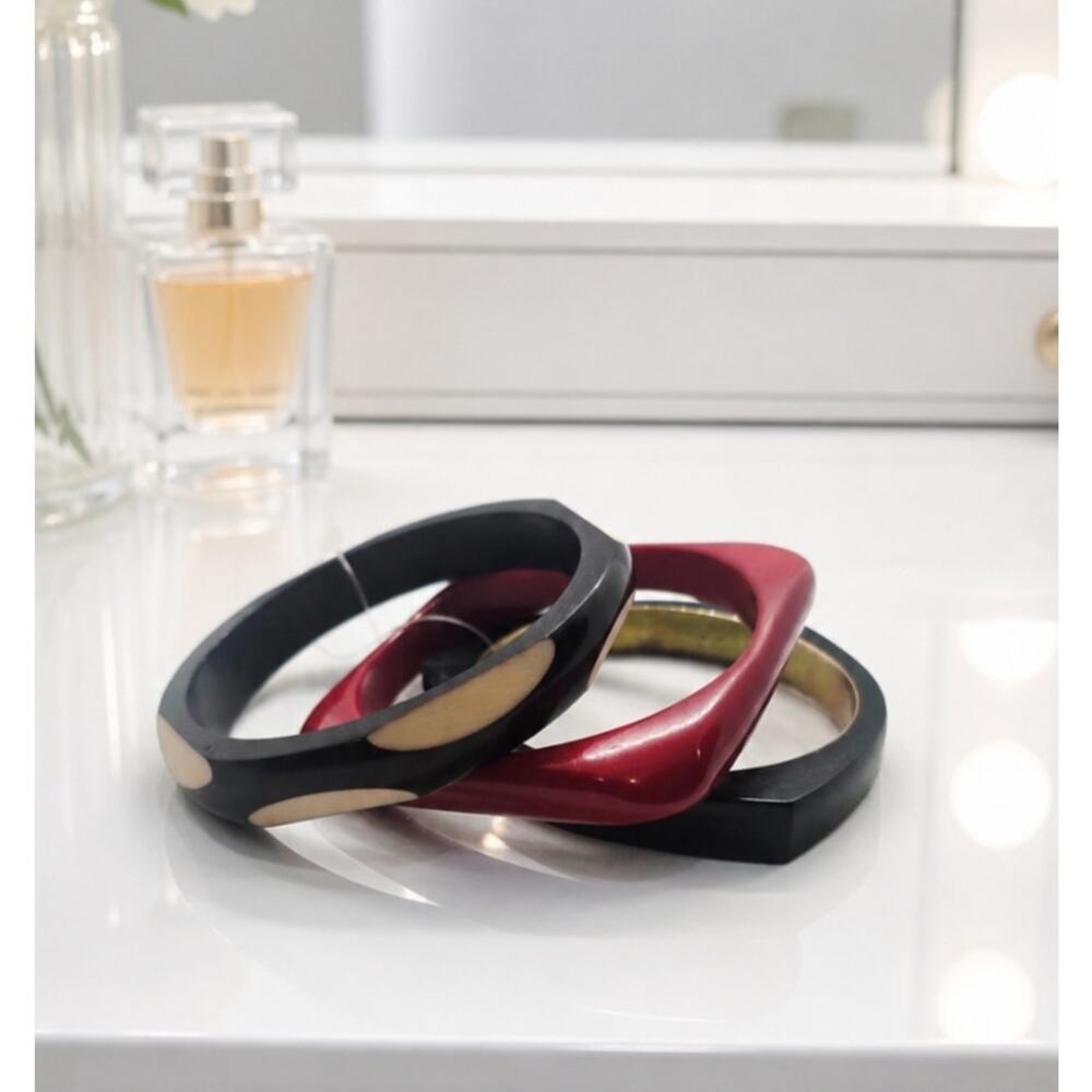 Chicos Wood Bangel Set New